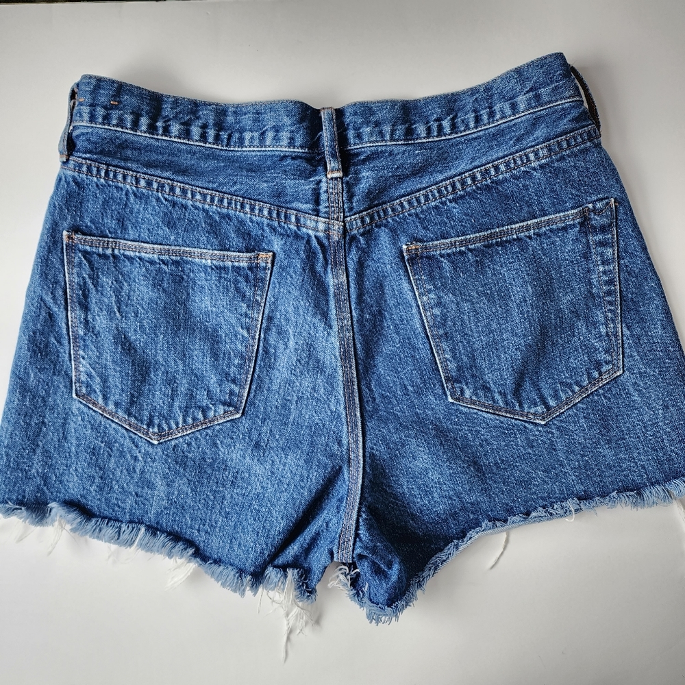 Madewell Raw Hem Cut Off Mid-rise Meduim Wash Denim Jean Shorts